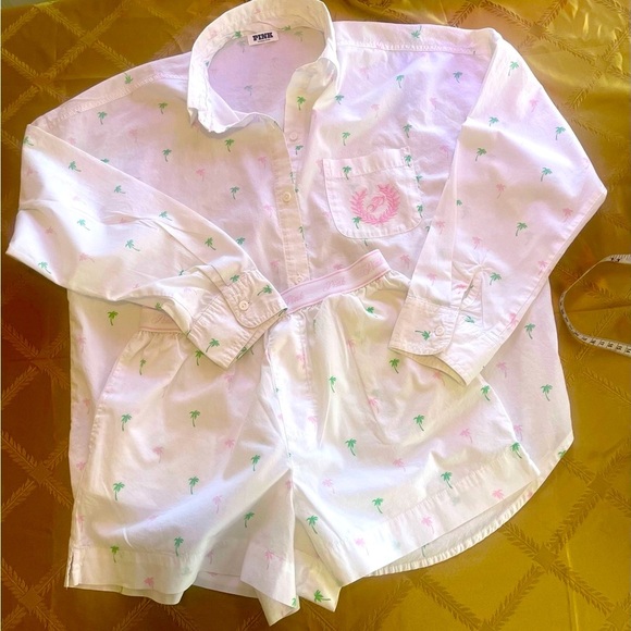 PINK Victoria's Secret White and Pink Pajama Set NWOT - Picture 9 of 16